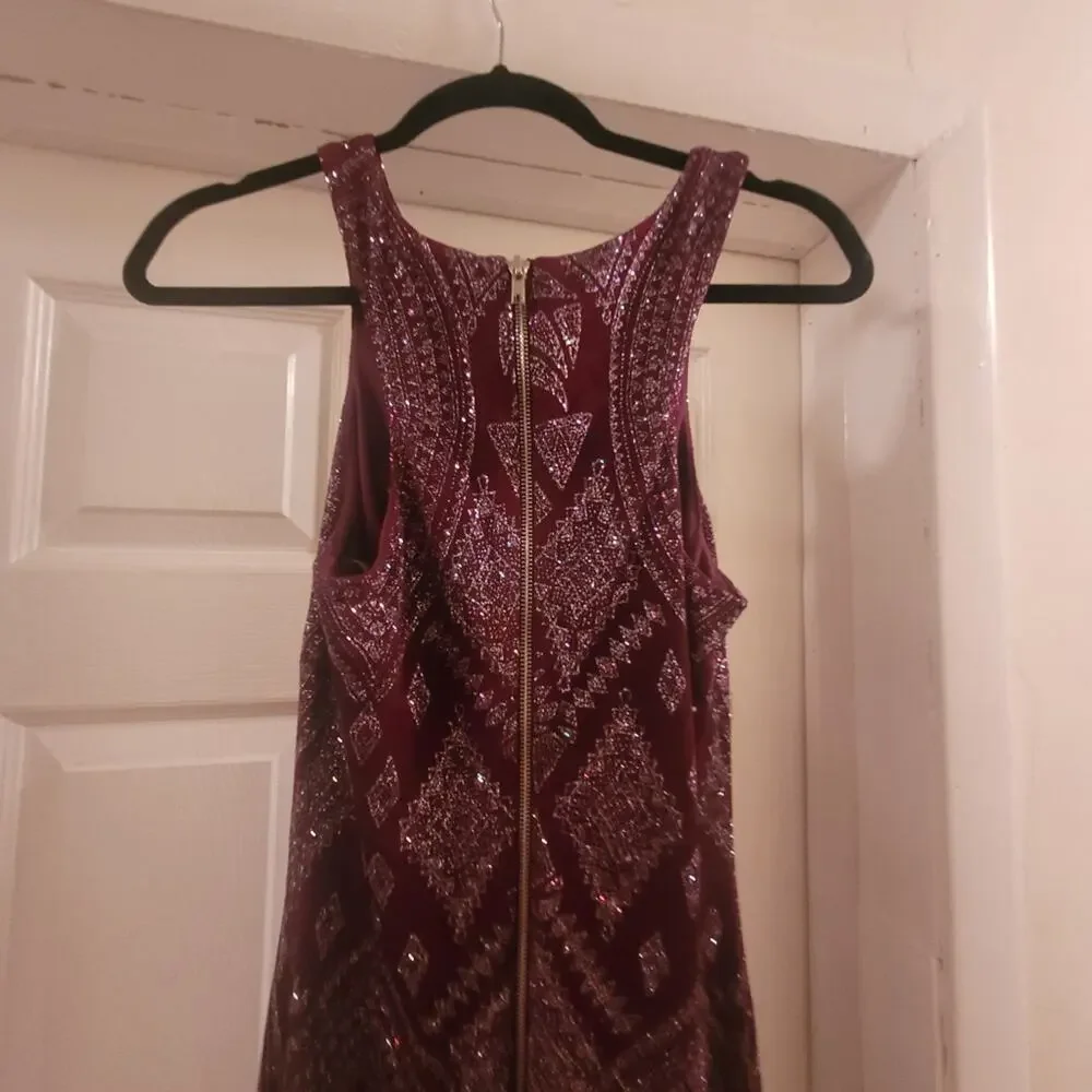 Vtg Y2K  Womens Speechless Sparkly Burgundy Sleeveless Dress Party Dance Size 7